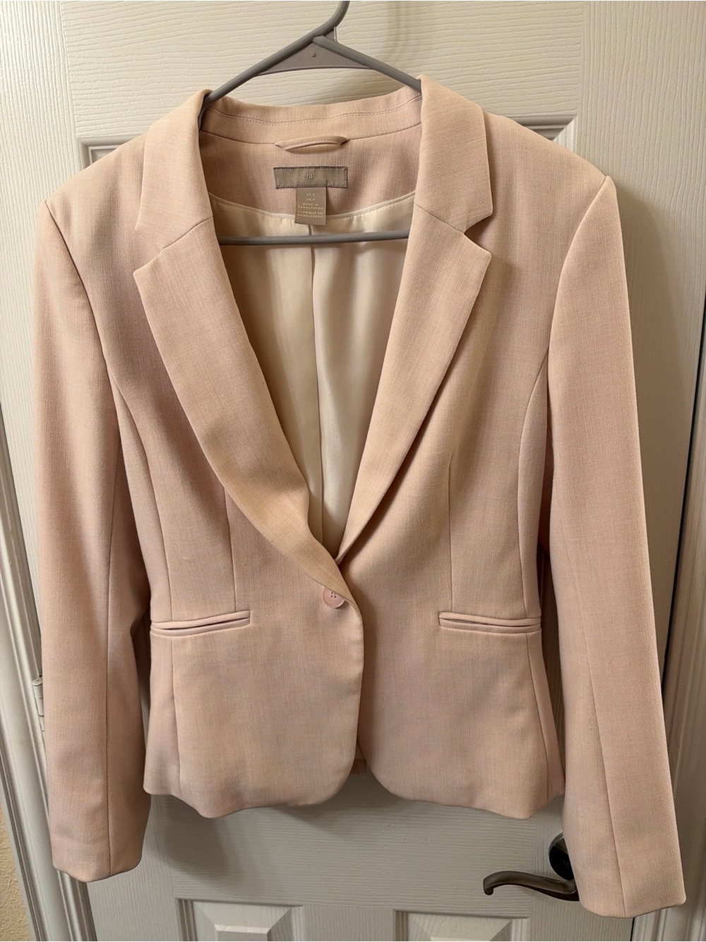 H&M Light Blush Pink Tailored Single-Button Blazer